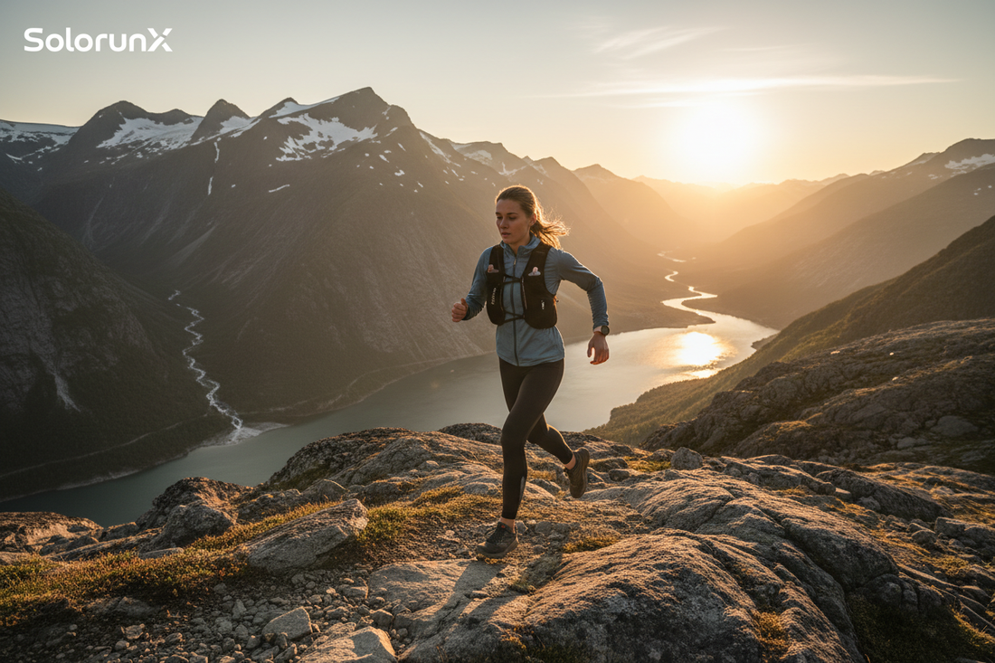 SolorunX løpevest med flasker – lett hydration vest med refleks for terrengløping